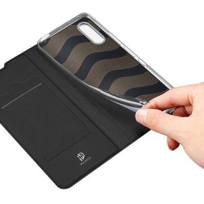 Sony Xperia L4 „Dux Ducis“ Skin sērijas melns ādas atvērams maciņš | Vacins.lv