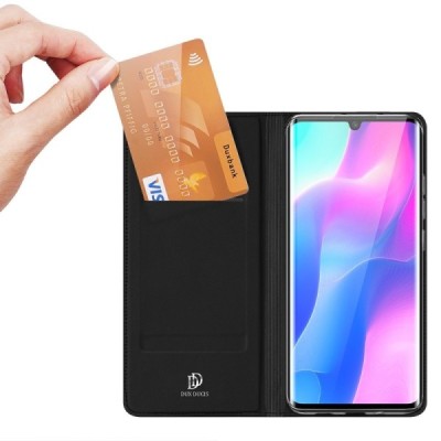 „Dux Ducis“ Skin серии Xiaomi Mi Note 10 Lite чёрный кожаный чехол-книжка | Vacins.lv