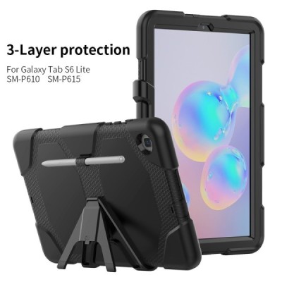 Samsung Galaxy Tab S6 Lite 10.4 (P615, P610, P613, P619) усиленный защитный твердый чехол чёрного цвета | Vacins.lv