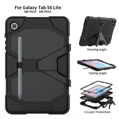 Samsung Galaxy Tab S6 Lite 10.4 (P615, P610, P613, P619) усиленный защитный твердый чехол чёрного цвета | Vacins.lv