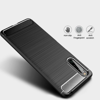 Sony Xperia 10 II „Carbon“ твердый силиконовый чехол (TPU) - черный | Vacins.lv