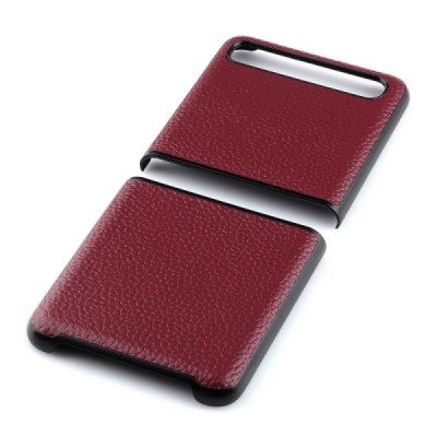 Samsung Galaxy Z Flip (F700) Deluxe Leather бордовый кожаный чехол | Vacins.lv