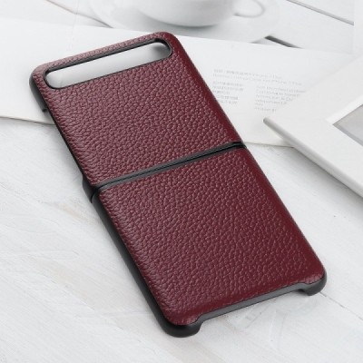 Samsung Galaxy Z Flip (F700) Deluxe Leather бордовый кожаный чехол | Vacins.lv