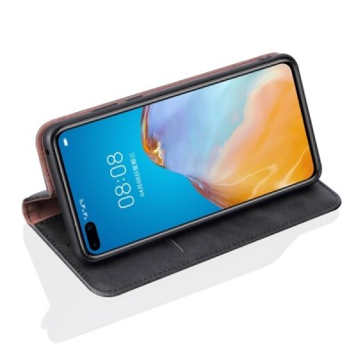 Huawei P40 Pro+ Deluxe ādas atvēramais melns maciņš (maks) | Vacins.lv