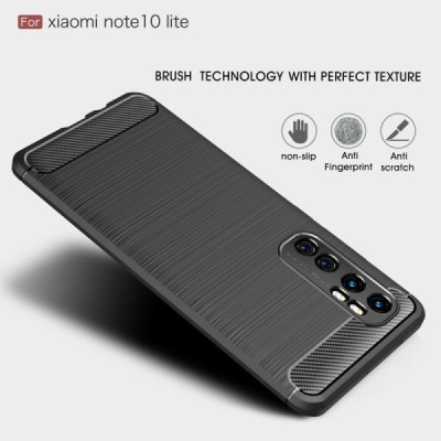 Xiaomi Mi Note 10 Lite „Carbon“ твердый силиконовый чехол (TPU) - черный | Vacins.lv