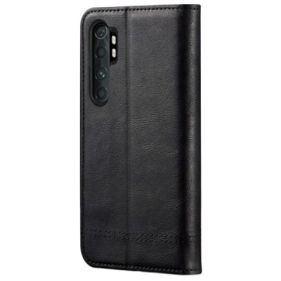 Deluxe Xiaomi Mi Note 10 Lite чёрный кожаный чехол-книжка | Vacins.lv