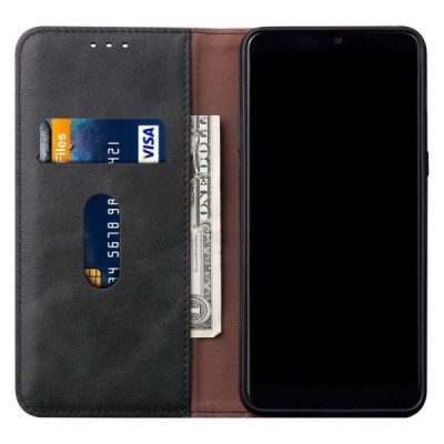 Deluxe Xiaomi Mi Note 10 Lite чёрный кожаный чехол-книжка | Vacins.lv