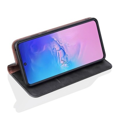 Samsung Galaxy S10 Lite (G970) Deluxe ādas atvēramais melns maciņš (maks) | Vacins.lv