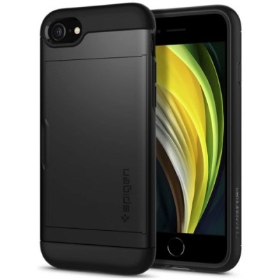 „Spigen“ Slim Armor CS Apple iPhone 7 / 8 / SE 2020 твердый силиконовый чехол (TPU) - чёрный / Vacins.lv
