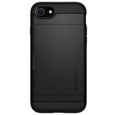 „Spigen“ Slim Armor CS Apple iPhone 7 / 8 / SE 2020 твердый силиконовый чехол (TPU) - чёрный / Vacins.lv