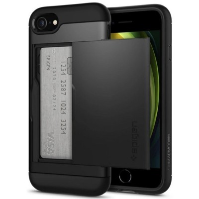 „Spigen“ Slim Armor CS Apple iPhone 7 / 8 / SE 2020 твердый силиконовый чехол (TPU) - чёрный / Vacins.lv