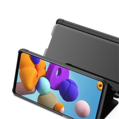 Samsung Galaxy A21s (A217) открываемый чёрный пластиковый чехол-книжка | Vacins.lv
