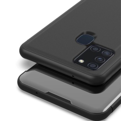 Samsung Galaxy A21s (A217) открываемый чёрный пластиковый чехол-книжка | Vacins.lv