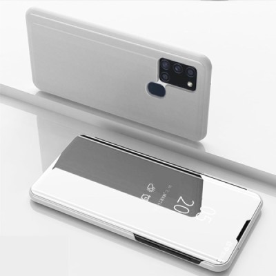 Samsung Galaxy A21s (A217) открываемый серебристый пластиковый чехол-книжка | Vacins.lv