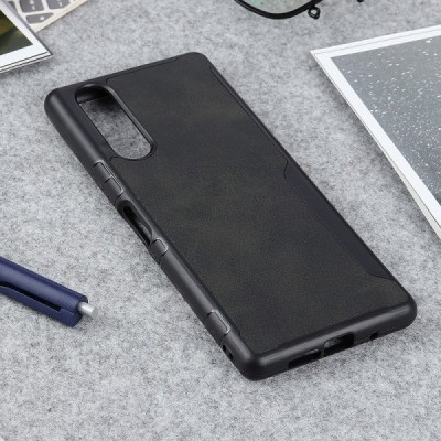 „Bi-Color“ Splicing Sony Xperia 5 чёрный кожаный чехол | Vacins.lv