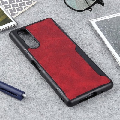 „Bi-Color“ Splicing Sony Xperia 5 красный кожаный чехол | Vacins.lv
