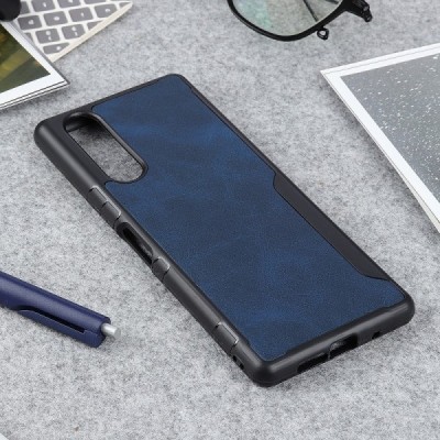 „Bi-Color“ Splicing Sony Xperia 5 синий кожаный чехол | Vacins.lv