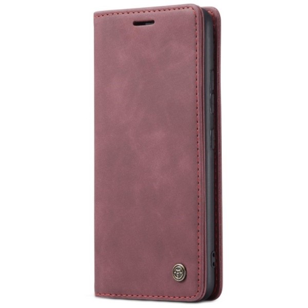 „CaseMe“ Retro solīds atvēramais ādas maciņš - bordo (Galaxy S10 Lite)