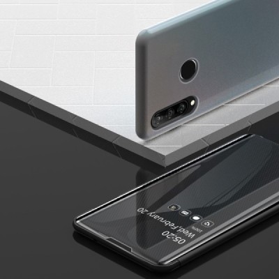 Huawei P30 Lite открываемый чёрный пластиковый чехол-книжка | Vacins.lv
