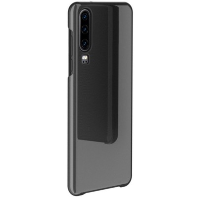 Huawei P30 открываемый чёрный пластиковый чехол-книжка | Vacins.lv