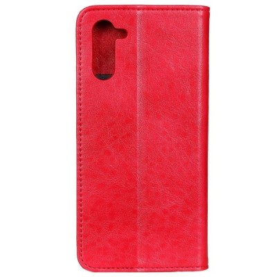 OnePlus Nord „Split'' красный кожаный чехол-книжка | Vacins.lv