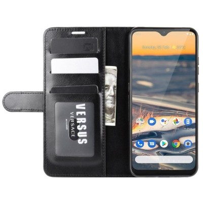Nokia 5.3 открываемый чёрный кожаный чехол - книжка | Vacins.lv