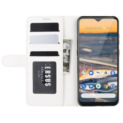 Nokia 5.3 открываемый белый кожаный чехол - книжка | Vacins.lv