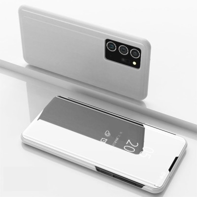 Samsung Galaxy Note 20 Ultra (N986F) открываемый серебристый пластиковый чехол-книжка | Vacins.lv