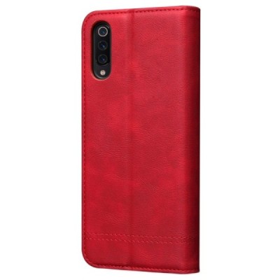 Deluxe Xiaomi Mi 9 (Mi 9 Explorer) красный кожаный чехол-книжка | Vacins.lv