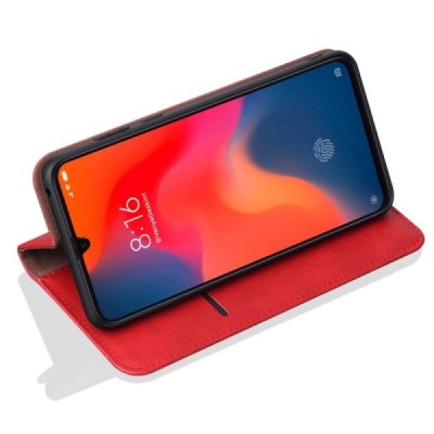 Deluxe Xiaomi Mi 9 (Mi 9 Explorer) красный кожаный чехол-книжка | Vacins.lv