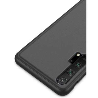 Huawei Honor 20 Pro plastmasas atvērams melns ādas maciņš | Vacins.lv