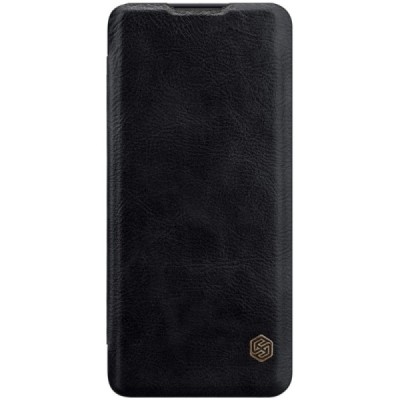 Роскошный чёрный кожаный чехол Nillkin Qin Series для Huawei P40 Pro+ | Vacins.lv