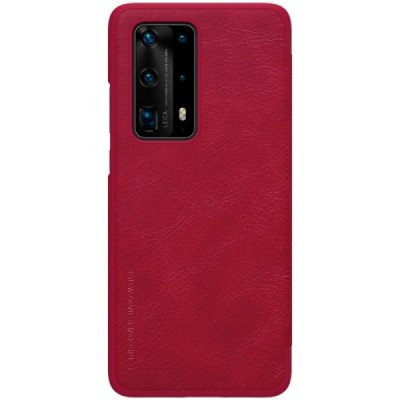 Huawei P40 Pro+ greznais Nillkin Qin sērijas ādas atvērams sarkans maciņš, maks | Vacins.lv