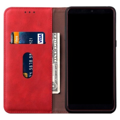 Huawei P40 Pro Deluxe ādas atvēramais sarkans maciņš (maks) | Vacins.lv