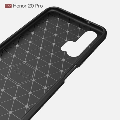 Huawei Honor 20 Pro „Carbon“ твердый силиконовый чехол (TPU) - черный | Vacins.lv