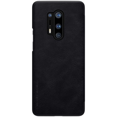 Greznais „Nillkin“ Qin sērijas ādas atvērams melns OnePlus 8 Pro maciņš (maks) | Vacins.lv