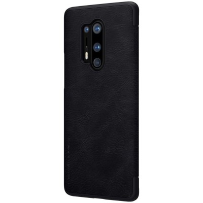 Greznais „Nillkin“ Qin sērijas ādas atvērams melns OnePlus 8 Pro maciņš (maks) | Vacins.lv
