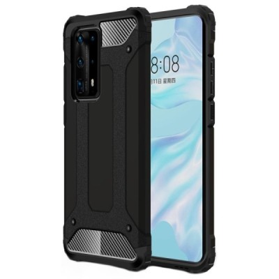 Huawei P40 Pro+ усиленный защитный чёрный твердый силиконовый чехол (TPU) | Vacins.lv