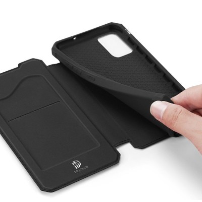 Samsung Galaxy A51 (A515F) Dux Ducis Skin X sērijas melns ādas atvērams maciņš | Vacins.lv