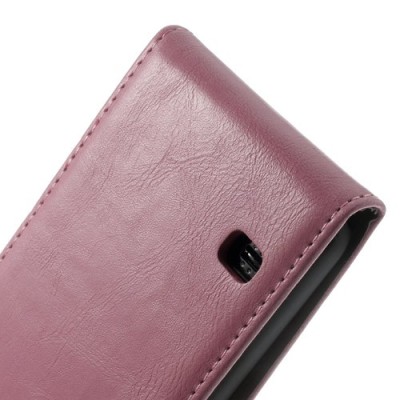 Samsung Galaxy S5 (S5 Neo) klasisks ādas vertikāli atvēramais rozs futrālis / Vacins.lv