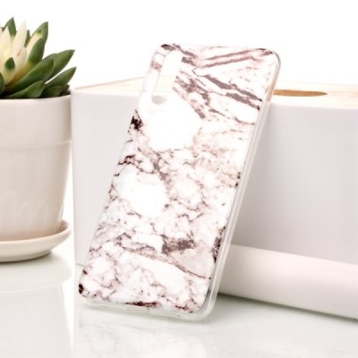 Huawei P20 „Marble“ cieta silikona (TPU) balts apvalks | vacins.lv