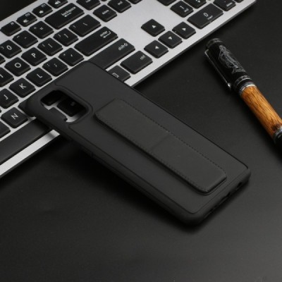Samsung Galaxy A71 (A715F) „Finger Grip“ Kickstand твердый силиконовый чехол из TPU чёрного цвета | Vacins.lv