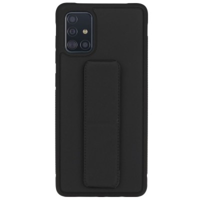 Samsung Galaxy A51 (A515F) „Finger Grip“ Kickstand твердый силиконовый чехол из TPU чёрного цвета | Vacins.lv