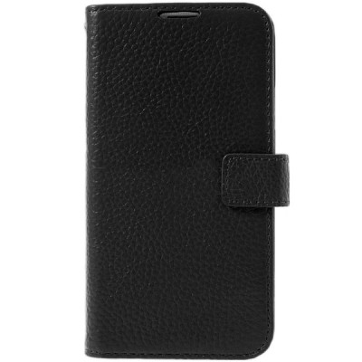 Samsung Galaxy S5 (S5 Neo) atvēramais melns ādas Lychee futrālis - maciņš / Vacins.lv