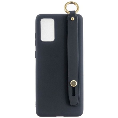 Samsung Galaxy A41 (A415F) „Strap“ Kickstand cieta silikona (TPU) melns apvalks | vacins.lv