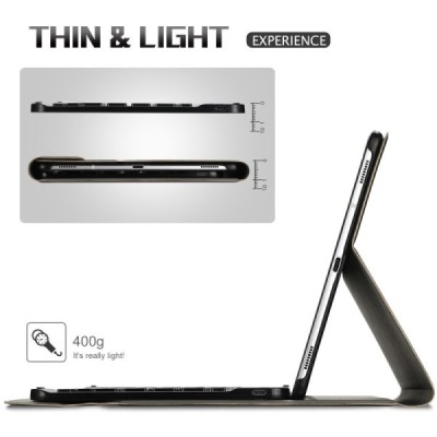 Samsung Galaxy Tab S5e (T720, T725) чехол-книжка из черной кожи с беспроводной клавиатурой Bluetooth | Vacins.lv