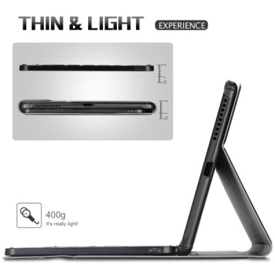 Lenovo Tab M10 Plus 10.3" (TB-X606F) чехол-книжка из черной кожи с беспроводной клавиатурой Bluetooth | Vacins.lv