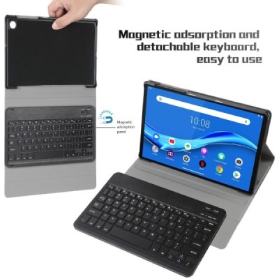 Lenovo Tab M10 Plus 10.3" (TB-X606F) чехол-книжка из черной кожи с беспроводной клавиатурой Bluetooth | Vacins.lv