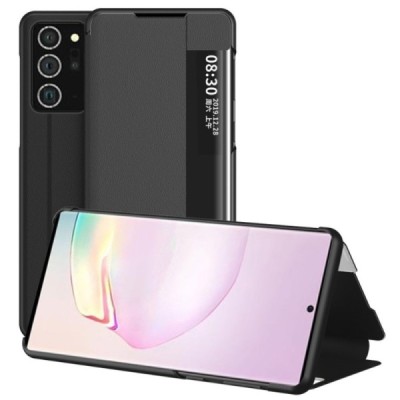 Samsung Galaxy Note 20 Ultra (N986F) View Line открываемый чёрный кожаный чехол - книжка | Vacins.lv