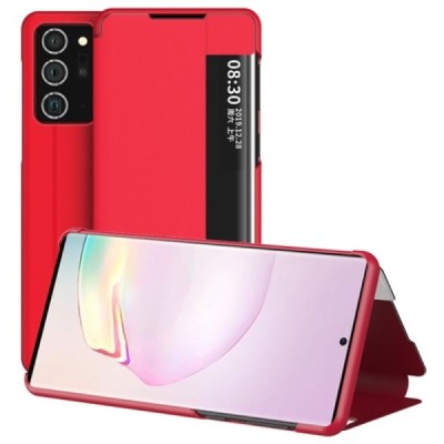 Samsung Galaxy Note 20 Ultra (N986F) View Line открываемый красный кожаный чехол - книжка | Vacins.lv
